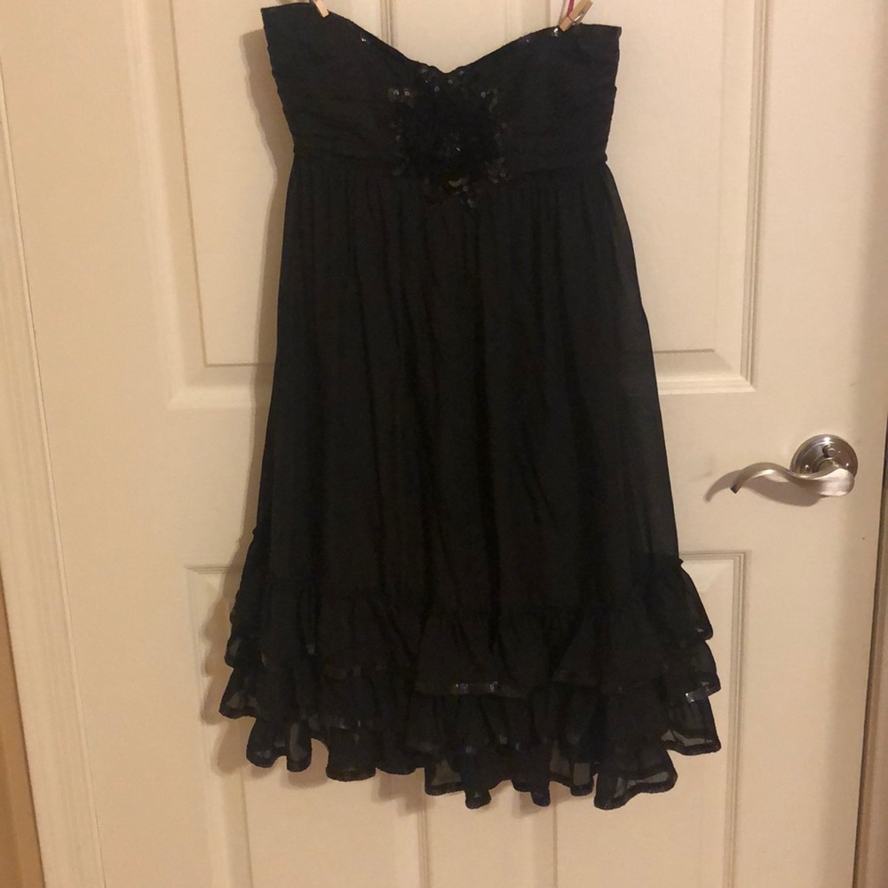 Strapless Sequined Black Mini Dress